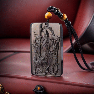 氷種黒曜石の竜を操る関公ペンダント、風水による庇護の聖品で、剛直な神の力と黒曜石の霊韻を融合し、あなたの運勢を盛り上げます